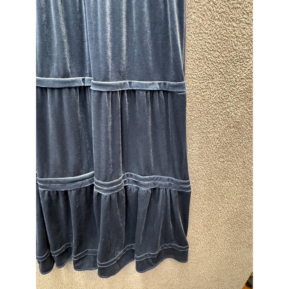 Umgee Velvet Whimsigoth Tiered Maxi Dress XL Teal Boho Flutter Sleeve NWT - Picture 6 of 14